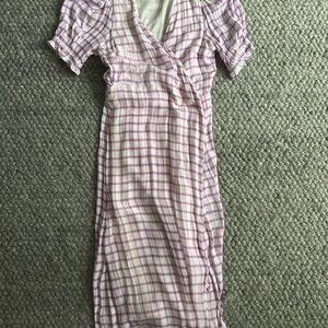 Anthropologie Lavender Check Midi Dress